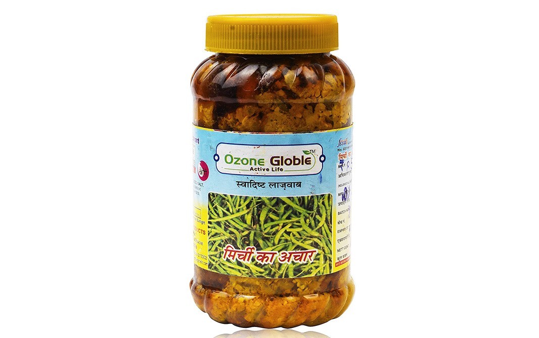 Ozone Globle Green Chilli Pickle    Plastic Jar  400 grams